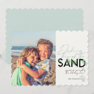 Cartes Pour Fêtes Annuelles Beach Christmas Aqua Dashing Through Sand