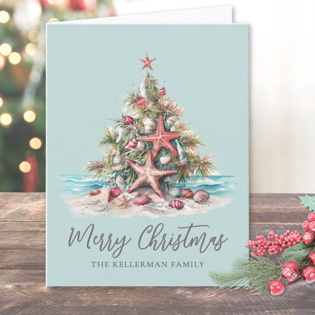 Cartes Pour Fêtes Annuelles Beach Christmas Tree (Beach Christmas Tree Holiday Card )