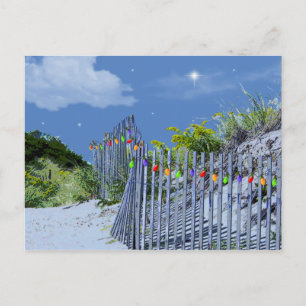 Cartes Pour Fêtes Annuelles Beach Fence & Dunes Christmas Lights