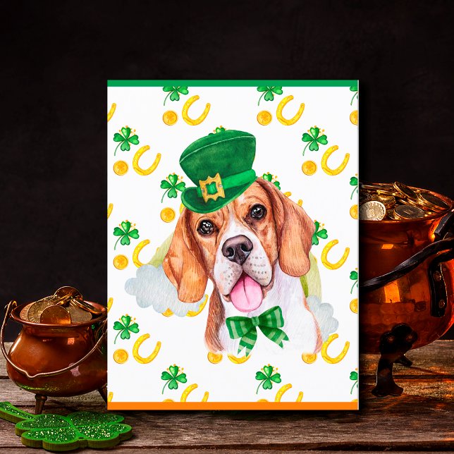 Cartes Pour Fêtes Annuelles Beagle Chien Shamrock St. Patricks Day (Créateur téléchargé)
