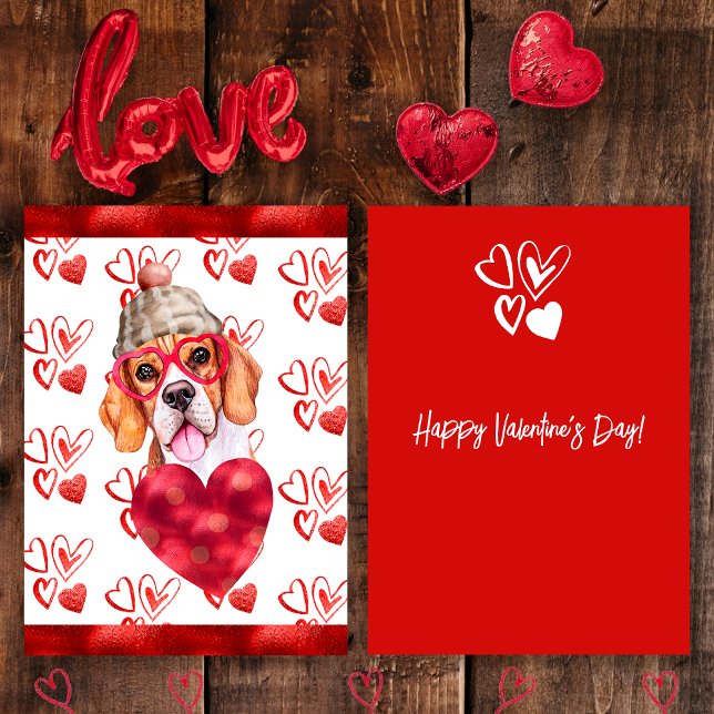 Cartes Pour Fêtes Annuelles Beagle de coeur Amoureux des chiens Valentine Cade (Créateur téléchargé)
