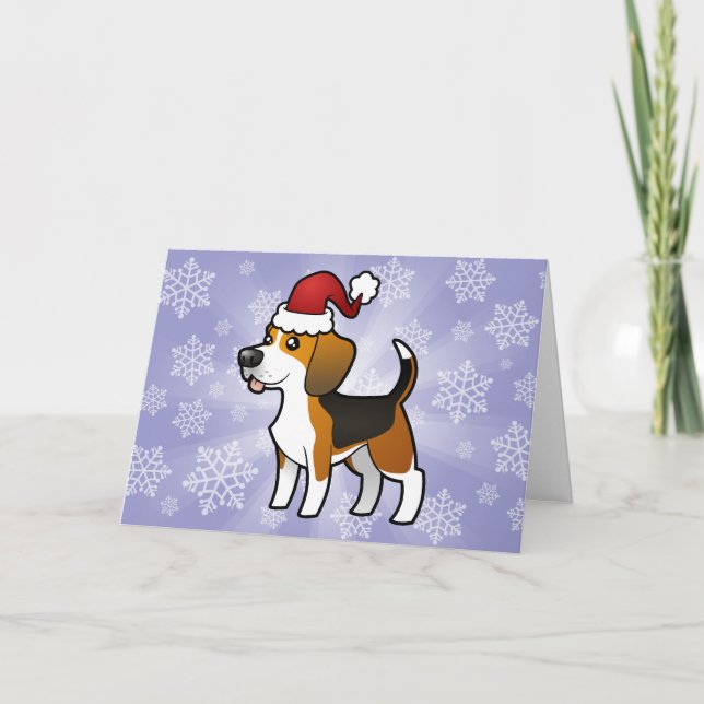 Cartes Pour Fêtes Annuelles Beagle de Noël (Devant)