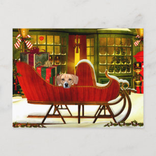 Cartes Pour Fêtes Annuelles Beagle en traîneau de Noël