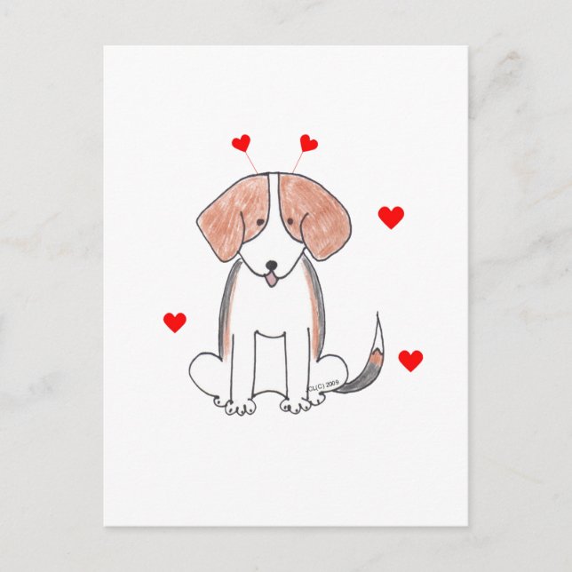 Cartes Pour Fêtes Annuelles Beagle Valentine Ears (Devant)