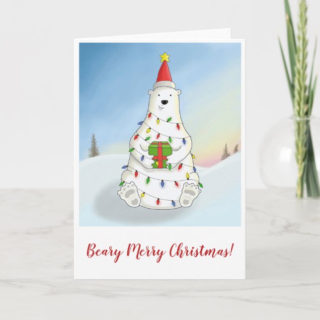Cartes Pour Fêtes Annuelles Béaire polaire des sapins de Noël (Devant)