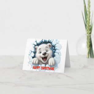 Cartes Pour Fêtes Annuelles Bear polaire 3D mignonne Joyeux Noël