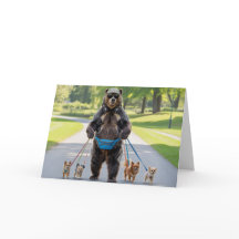 Bear Walkin' the Dog Card