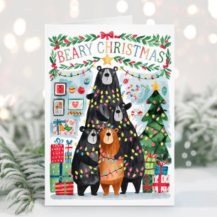 Cartes Pour Fêtes Annuelles Beary Christmas mignonne Bears Joyeux Christmas Ca