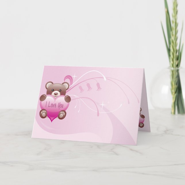 Cartes Pour Fêtes Annuelles Beary Valentine Pink I Love You Valentine Card (Devant)