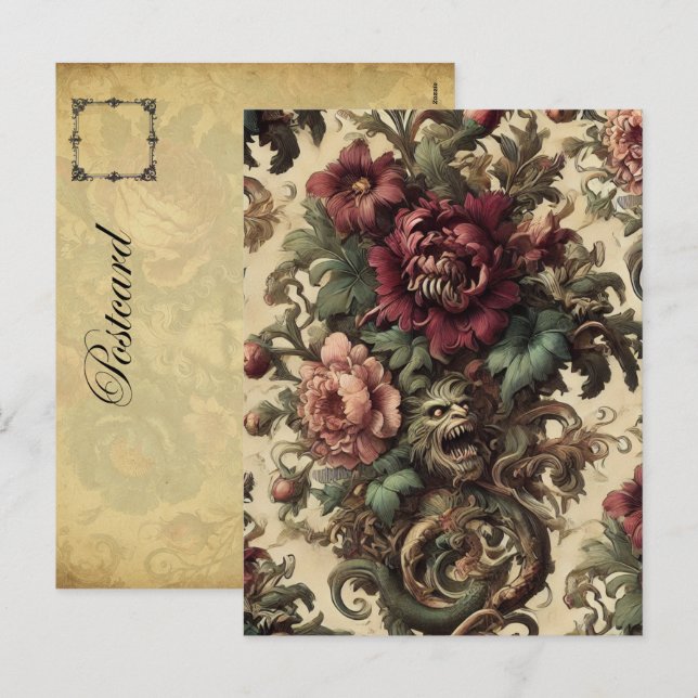 Cartes Pour Fêtes Annuelles Beastly Bouquet - Gothique victorien (Devant / Derrière)