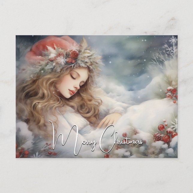 Cartes Pour Fêtes Annuelles Beau Ange de Noël dormant (Devant)