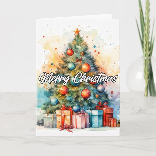 Cartes Pour Fêtes Annuelles Beau arbre de Noël décoratif (Devant)