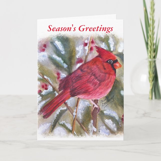 CARTES POUR FÊTES ANNUELLES BEAU CARDINAL ROUGE (Devant)