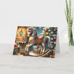 Cartes Pour Fêtes Annuelles Beau cheval à bascule de Noël