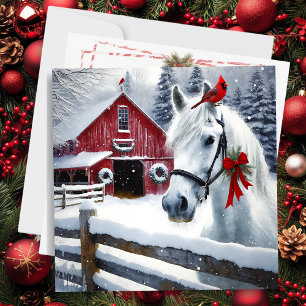 Cartes Pour Fêtes Annuelles Beau Cheval de Vacances avec Cardinal Personnalisé