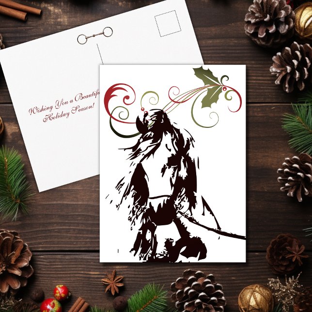 Cartes Pour Fêtes Annuelles Beau Cheval et Holly Noël hiver (Beautiful Horse and Holly Christmas Winter Holiday Postcard)