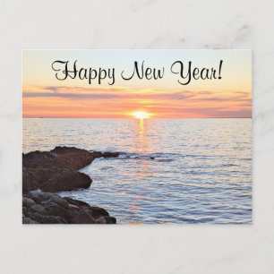 Cartes Pour Fêtes Annuelles Beau coucher de soleil sur l'océan Atlantique Bleu
