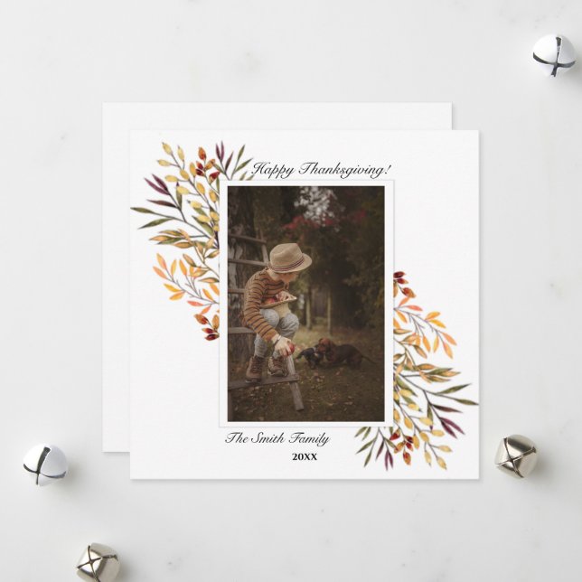 Cartes Pour Fêtes Annuelles Beau feuillage d'automne Thanksgiving Photo (Devant/Arrière en situation)