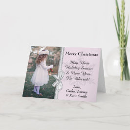 Cartes Pour Fêtes Annuelles Beau Flocon de neige rose Noël personnalisé