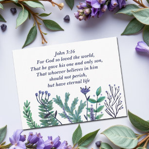 Cartes Pour Fêtes Annuelles Beau Jean 3:16 Joli Verse de la Bible Chrétienne