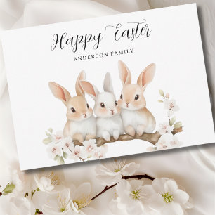 Cartes Pour Fêtes Annuelles Beau lapin Floral Pâques