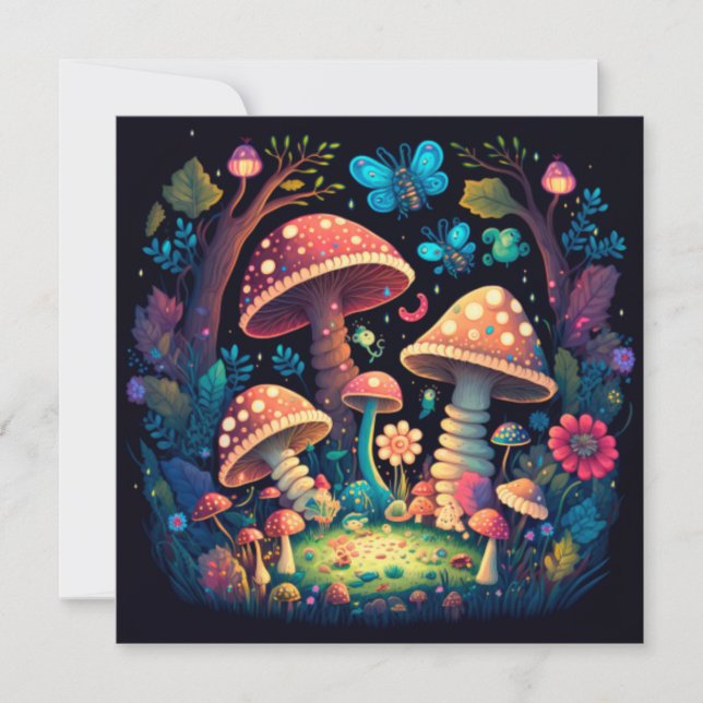 Cartes Pour Fêtes Annuelles Beau mignon champignons magiques (Devant)