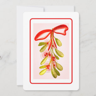 Cartes Pour Fêtes Annuelles Beau Mistletoe Plante Digital Peint Look