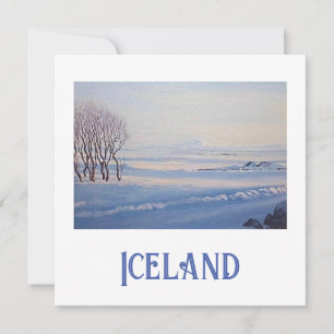 Cartes Pour Fêtes Annuelles Beau paysage de neige d'hiver islandais beaux art