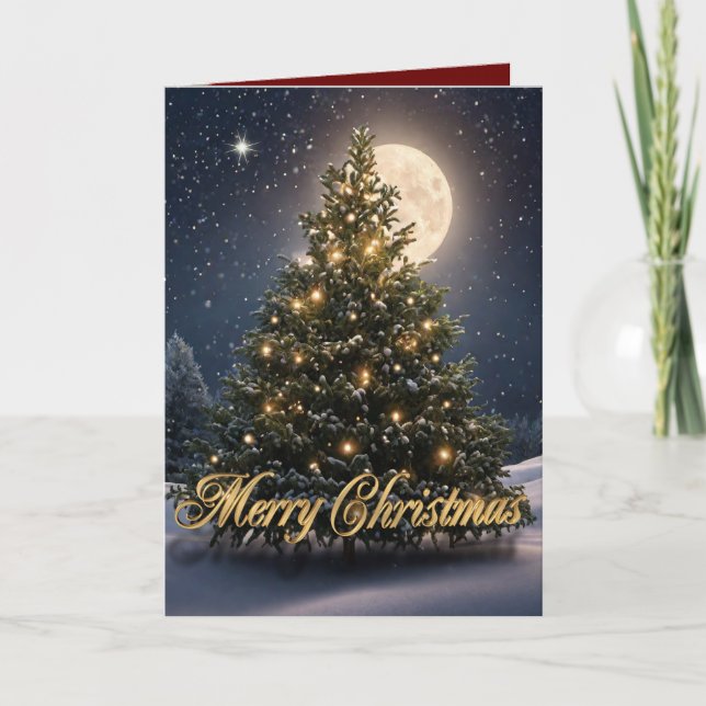 Cartes Pour Fêtes Annuelles Beauté des arbres de Noël dans la neige (Devant)