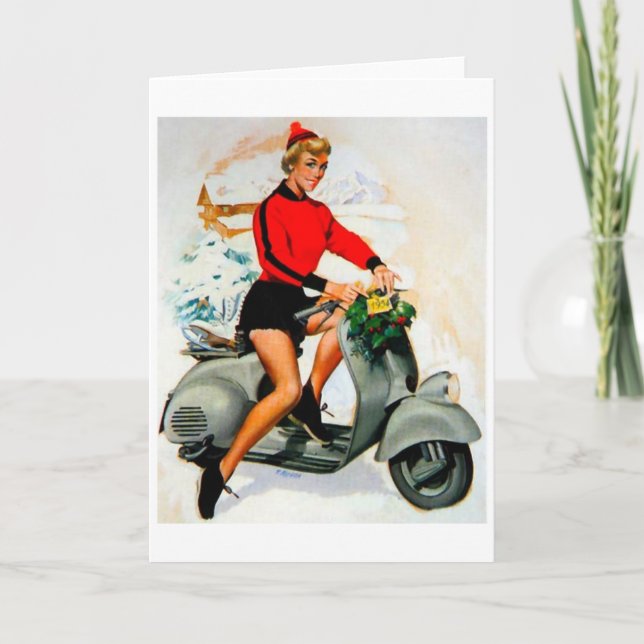 Cartes Pour Fêtes Annuelles Beauté des scooters du milieu du siècle (Devant)