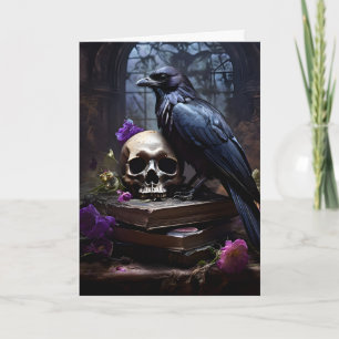 Cartes Pour Fêtes Annuelles Beauté gothique avec corbeau et crâne