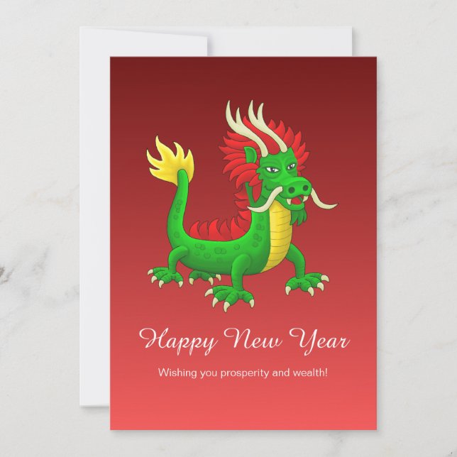 Cartes Pour Fêtes Annuelles Beautiful Hand Drawn Chinese Dragon (Devant)