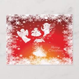 Cartes Pour Fêtes Annuelles Beaux anges volants de Noël - Neige blanche - Roug