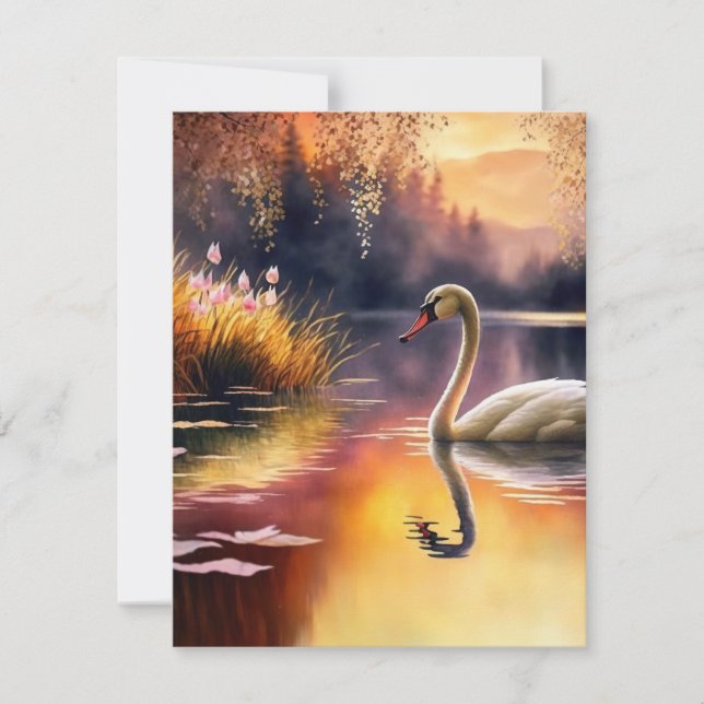 Cartes Pour Fêtes Annuelles Beaux Arrière - plans de Swan Lake (Devant)