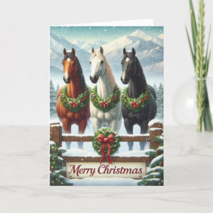Cartes Pour Fêtes Annuelles Beaux Chevaux de Noël