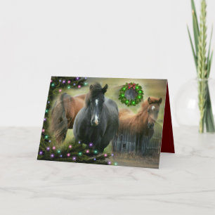 Cartes Pour Fêtes Annuelles Beaux chevaux et Noël rustique de la grange