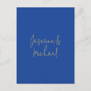 Cartes Pour Fêtes Annuelles Beaux Noms De Couple Calligraphie Chic Bleu & Or