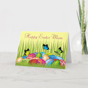 Cartes Pour Fêtes Annuelles Beaux oeufs de Pâques et papillons Maman