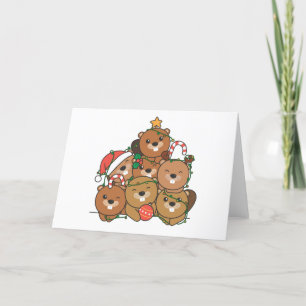 Cartes Pour Fêtes Annuelles Beaver Arbre de Noël Funny Animal Noël Vacances