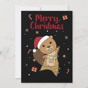 Cartes Pour Fêtes Annuelles Beaver Cheerful Christmas Winter Animals Beavers A