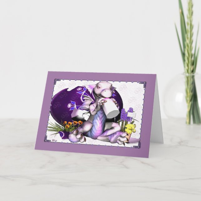 Cartes Pour Fêtes Annuelles Bébé 1 de dragon de Pâques (Devant)