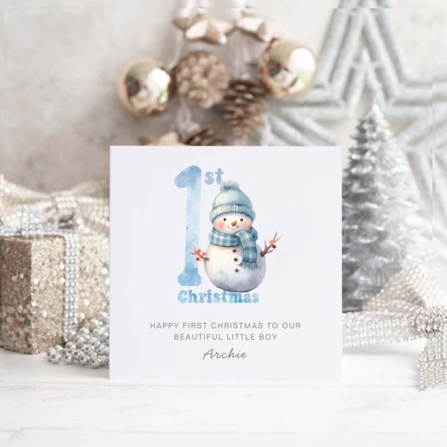 Cartes Pour Fêtes Annuelles Bébé 1er Noël mignon Snowman (Créateur téléchargé)