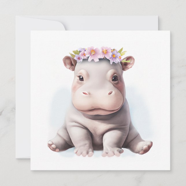Cartes Pour Fêtes Annuelles Bébé adorable Hippopotamus (Devant)