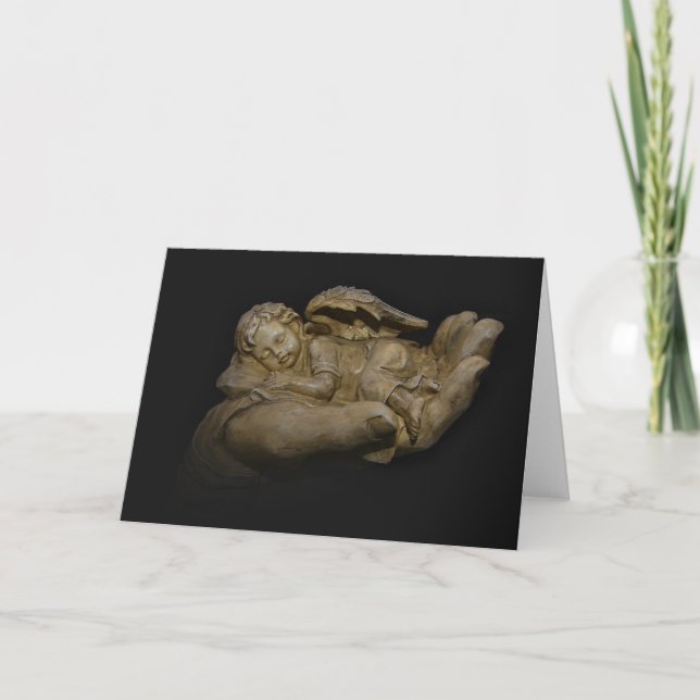 Cartes Pour Fêtes Annuelles Bébé Ange ailes dormant à la main (Devant)