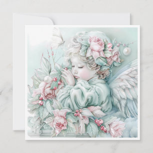 Cartes Pour Fêtes Annuelles Bébé ange de Noël vintage pastel
