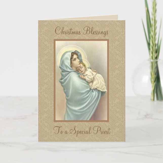 Cartes Pour Fêtes Annuelles Bébé béni religieux Jésus de mère (Devant)