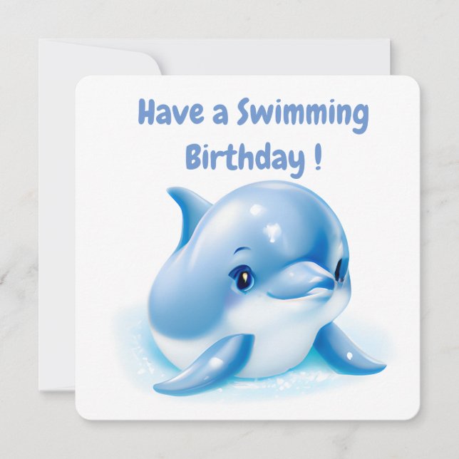 Cartes Pour Fêtes Annuelles Bébé bleu adorable Dauphin (Devant)