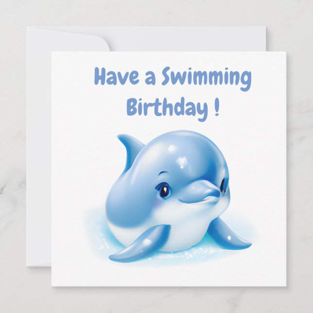 Cartes Pour Fêtes Annuelles Bébé bleu adorable Dauphin (Devant)