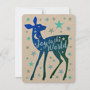 Cartes Pour Fêtes Annuelles Bébé Cerf & Étoiles Joie au Monde Plat