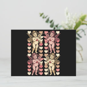 Cartes Pour Fêtes Annuelles Bébé Cupidon Coquette arc Retro Saint Valentin